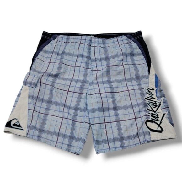 Y2K Quiksilver Shorts Size 42 W42"xL10" Board Shorts Swimming Trunks Embroidered - Picture 1 of 9